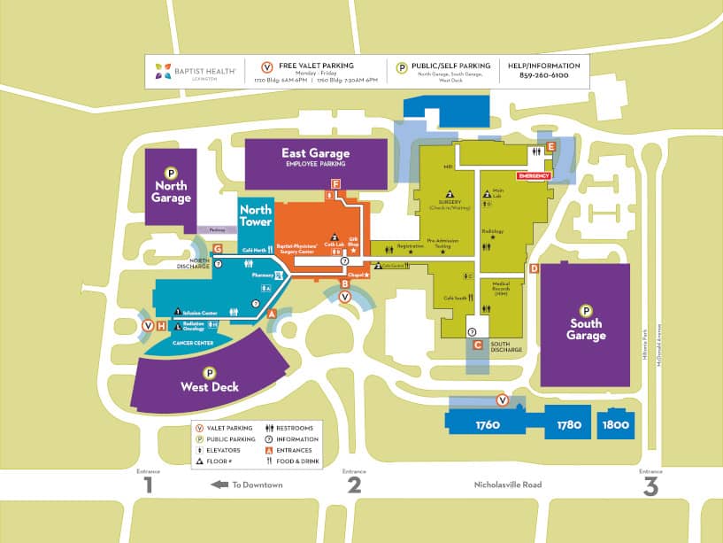 Parking At Baptist Health Lexington Baptist Health   Navigatingwaybhlexcampusmap2018 