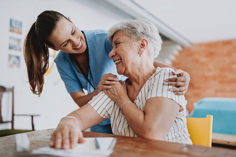 Nurse with older patient